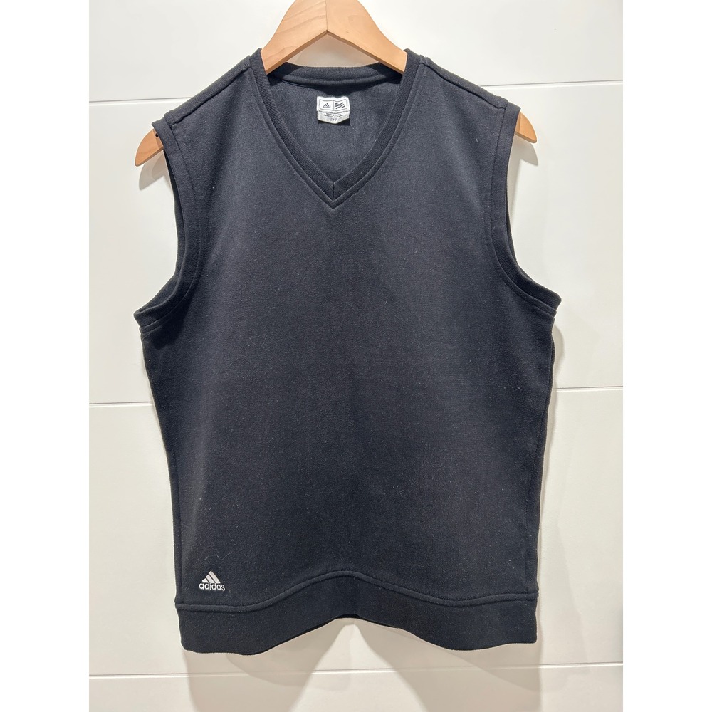 Adidas Womens V-Neck Golf Vest Black Three Stripe Back Small